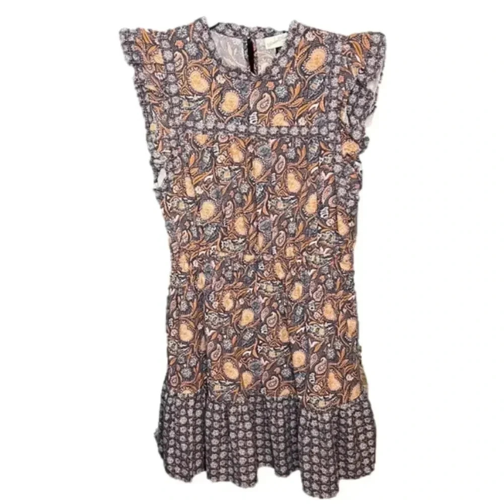 Universal Thread Paisley Mini Dress - Gray and Orange
